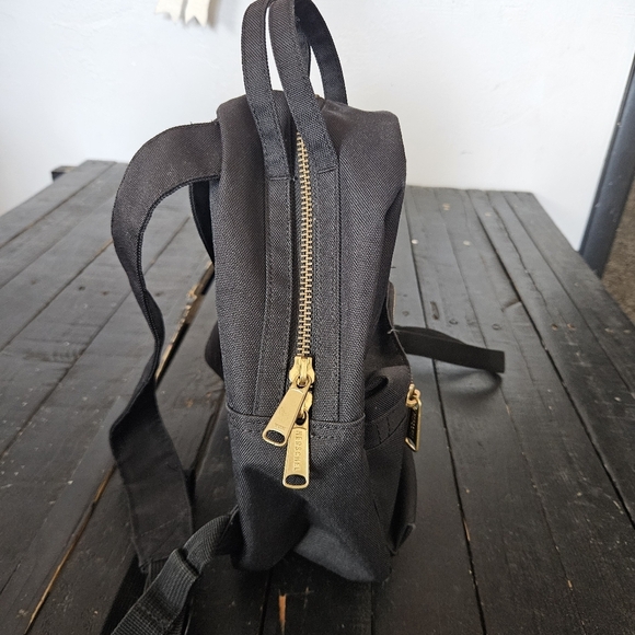 Herschel Supply Company Black Mini Backpack Canvas Small Bag Gold Zipper Nova main image 8